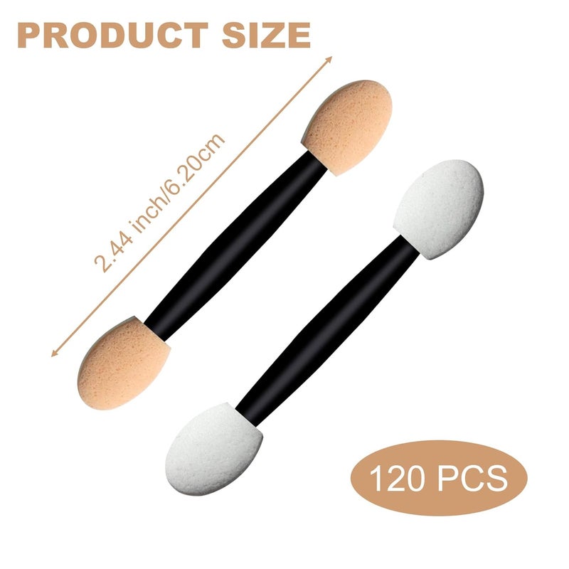 keepsweat Dual Sides Disposable Eyeshadow Applicators,120Pcs Sticks With Sponge Tip, 6.2cm/2.4 Inch Brush for Eye Makeup - Women and Girls - Image 2